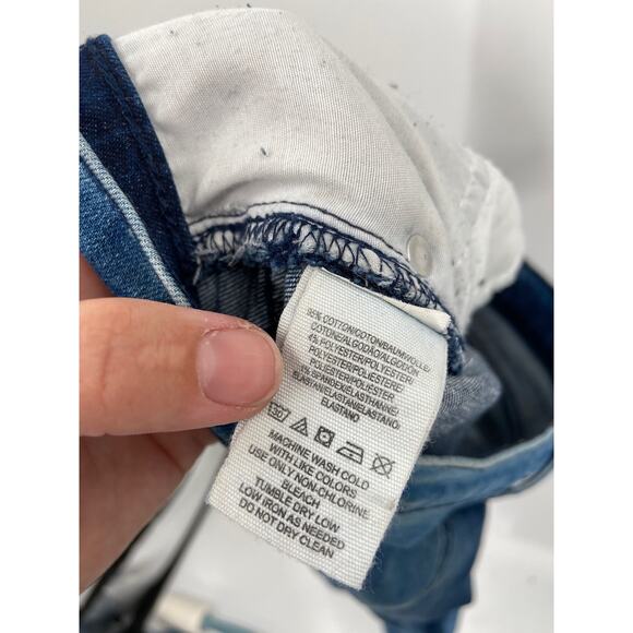 Free People High Rise Busted Ripped Knee Blue Skinny Jeans Size 28 - Picture 6 of 8